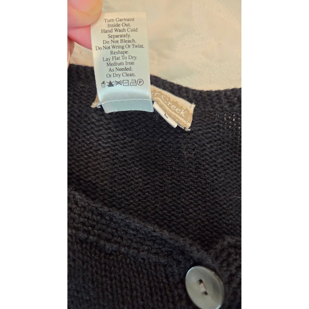 Coldwater Creek Fruit Embroidered Cardigan Relaxed Fit Black Cottagecore Large - Picture 8 of 13